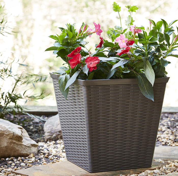 15" Jamaica Wicker Resin Square Planter image number 2