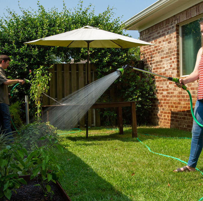 2-Piece Garden Hose Sprayer Set with 7-Pattern Nozzle and Rotating Watering Wand image number 1