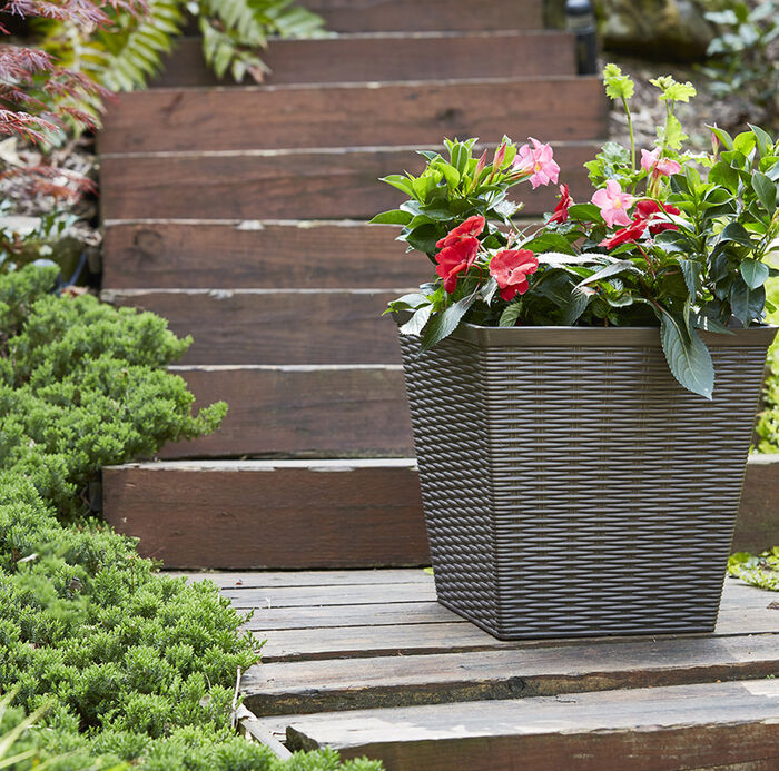15" Jamaica Wicker Resin Square Planter image number 1