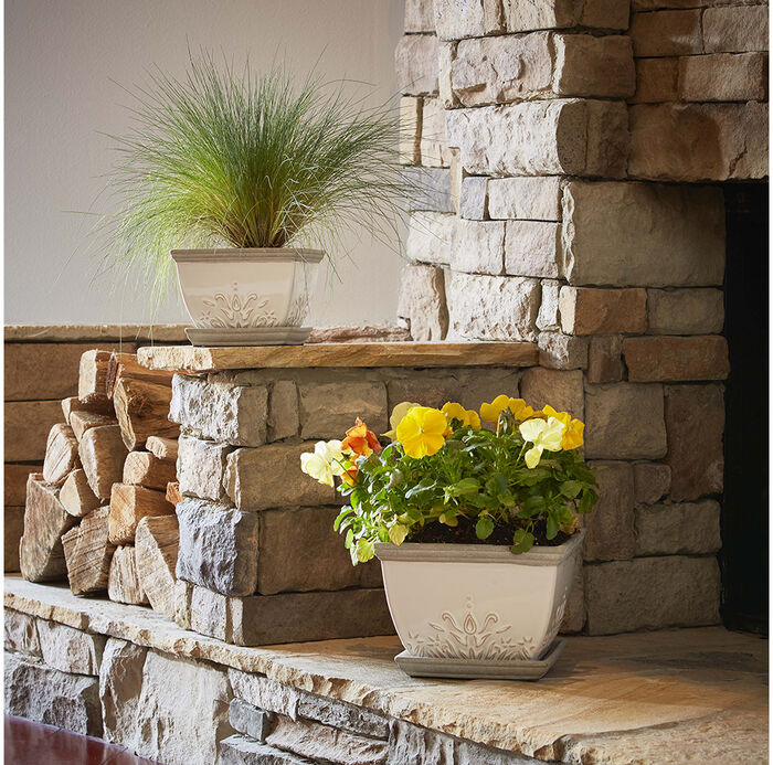 8" Brentwood Square Ceramic Planter, White (2-pack) image number 1