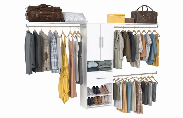 25" Hanging Tower + 2 Top Shelves + 1 Mod Drawer + Mod Door Pair + Shoe Shelves Kit image number 1