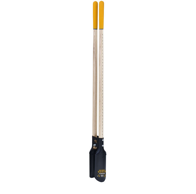 Post Hole Digger with Ruler and Cushion End Grips on Hardwood Handles