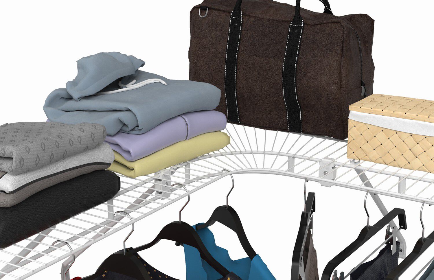 ClosetMaid 12 In. Shelf & Rod Wire Closet Corner Shelf Kit - Thumbnail 5