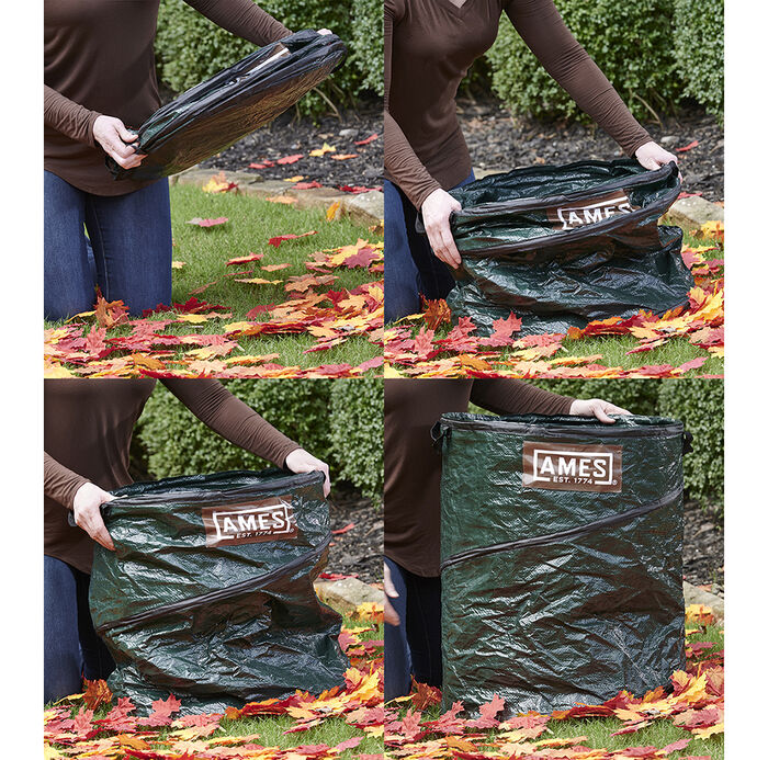 AMES Leaf Scoops Hand Rake Set with Collapsible Pop-Up Garden Waste Bag image number 7