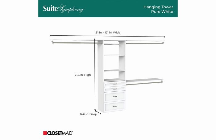25" Hanging Tower + 3 Top Shelves + 4 Drawers Kit image number 4