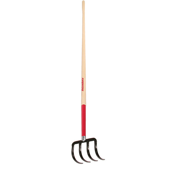 4 Tine Potato Hook, Forged,  with Wood Handle image number 0
