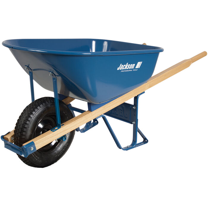 6 cu ft steel contractor wheelbarrow w knobby flat free tire image number 0