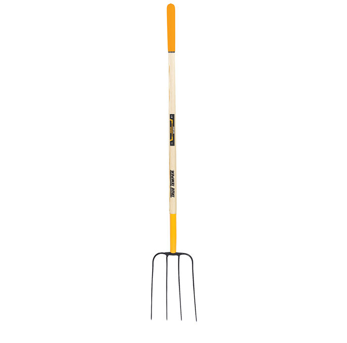 4-Tine Manure Fork with Cushion End Grip on Hardwood Handle image number 0