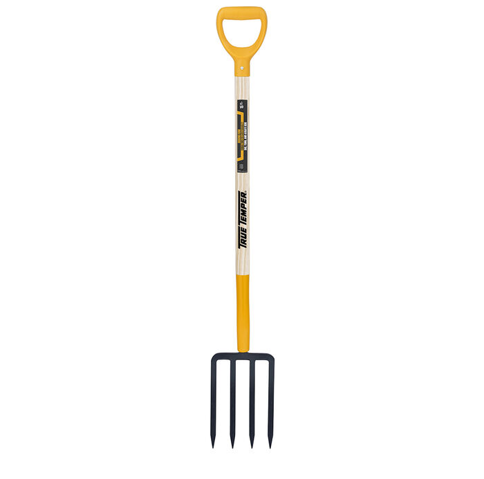 4-Tine Forged Spading Fork with D-Grip on Hardwood Handle image number 0