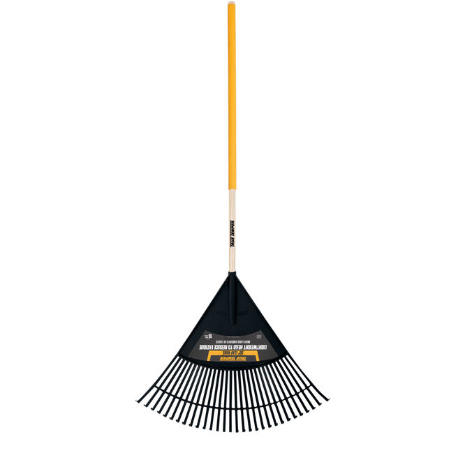 30-Inch Poly Leaf Rake with Cushion Grip on Hardwood Handle