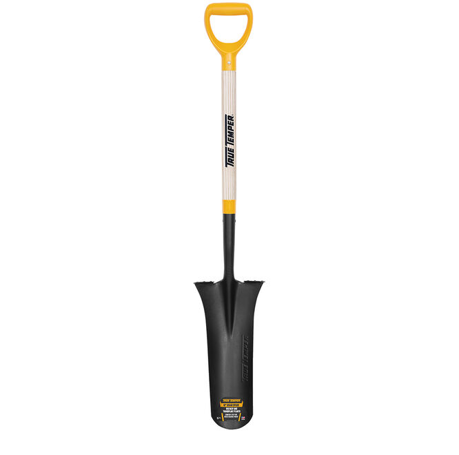 Drain Spade with Comfort Step and D-Grip on Hardwood Handle