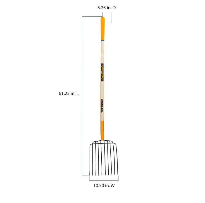 10-Tine Bedding Fork with Cushion End Grip on Hardwood Handle image number 1