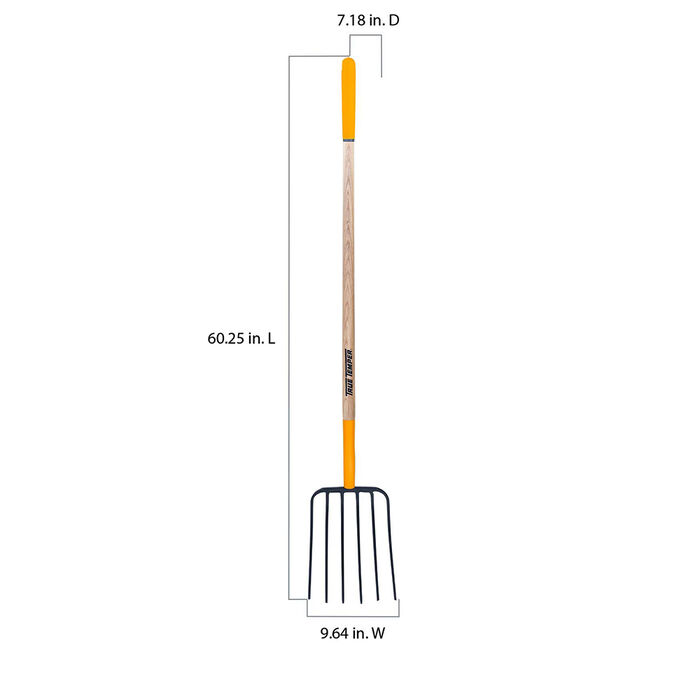 6-Tine Manure Fork with Cushion End Grip on Hardwood Handle image number 1