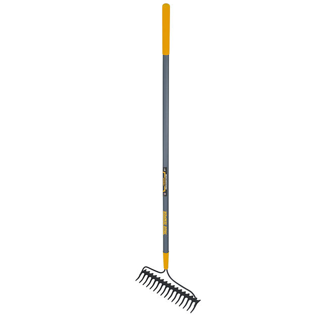 16-Tine Double Play Bow Rake with Cushion End Grip on Fiberglass Handle
