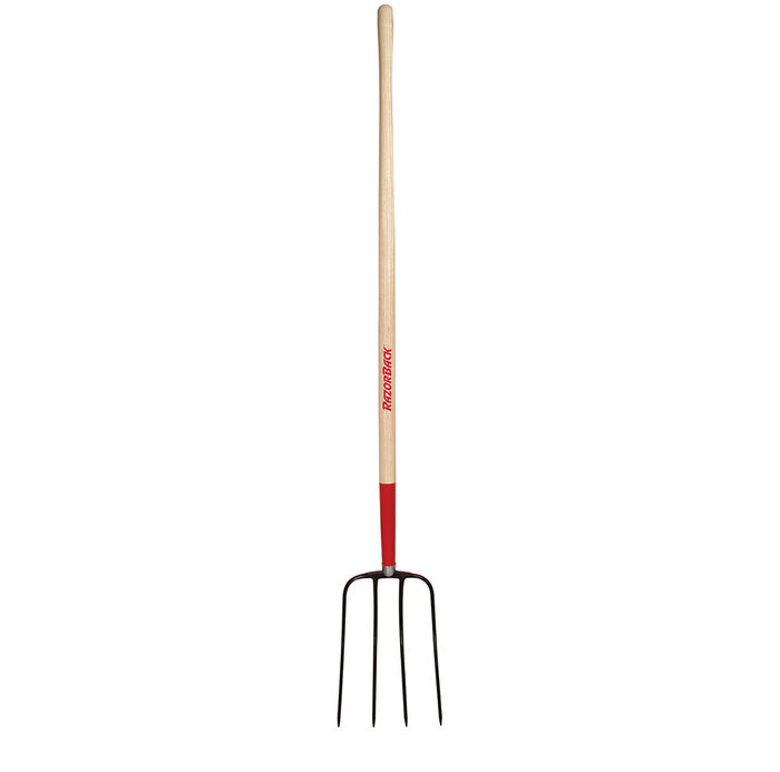 4 Tine Manure Fork, Forged, with Wood Handle image number 0