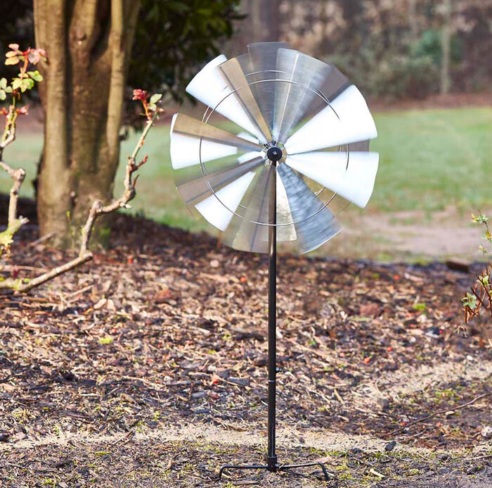 36"H Windmill Wind Spinner in Silver Finish image number 1