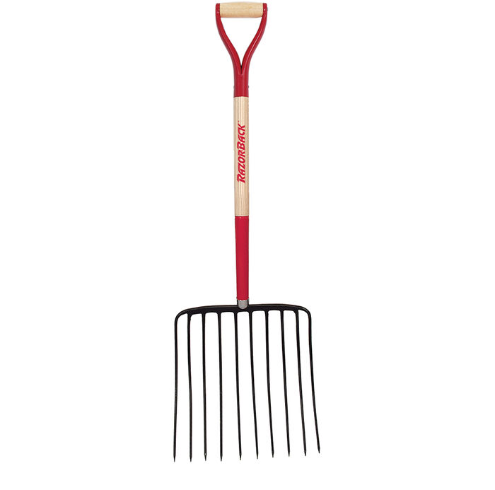 10 Tine Ensilage Fork, Forged, with Wood Handle and Steel D-Grip image number 0