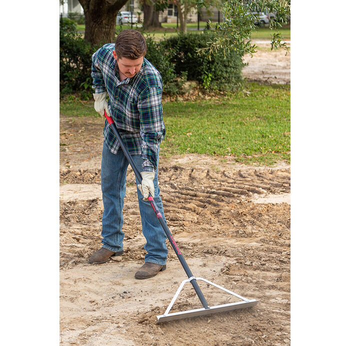 24 Inch Aluminum Landscape Rake, with Aluminum Handle, and End Grip image number 1
