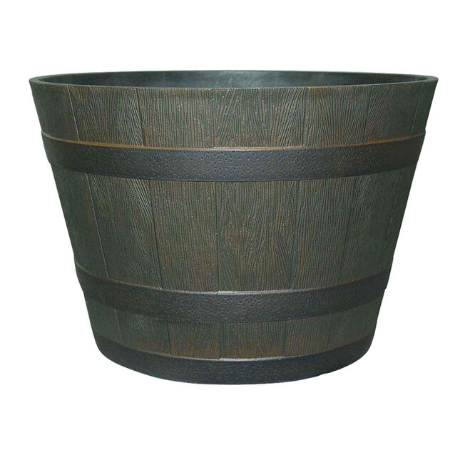 22.5" High-Density Resin Whiskey Barrel Planter with Wheels, Dark Brown