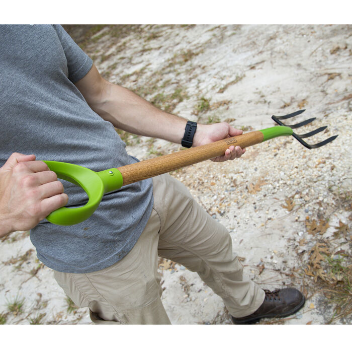 4-Tine Forged Spading Fork Wood Handle image number 1