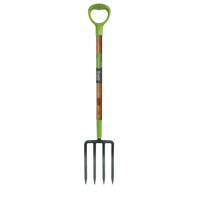 4-Tine Forged Floral Spading Fork Wood Handle