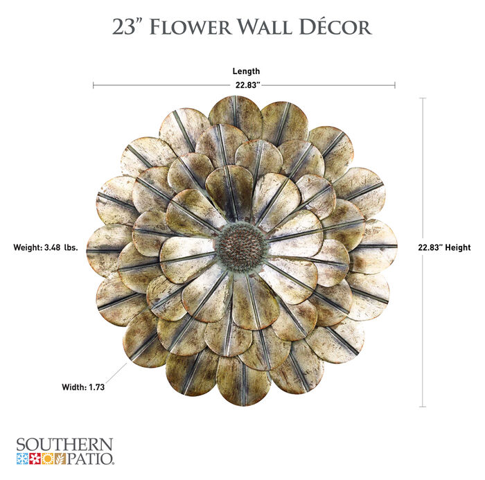23" Flower Wall Art Decor in Copper Finish image number 3