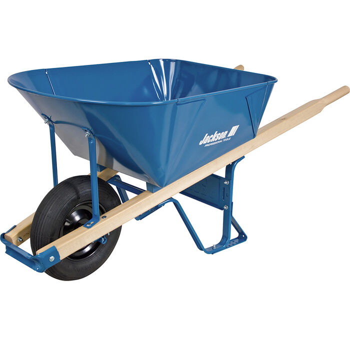 6 cu ft steel contractor wheelbarrow w folded tray and ball bearings image number 0