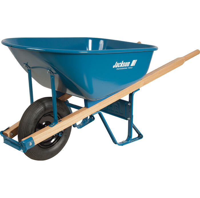 6 cu ft steel contractor wheelbarrow w flat free tire image number 0