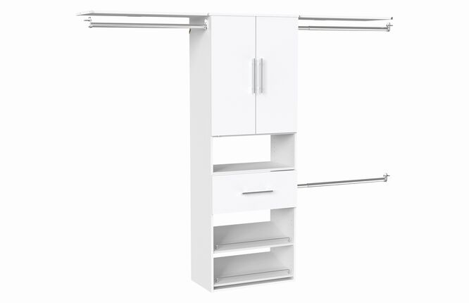 25" Hanging Tower + 2 Top Shelves + 1 Mod Drawer + Mod Door Pair + Shoe Shelves Kit