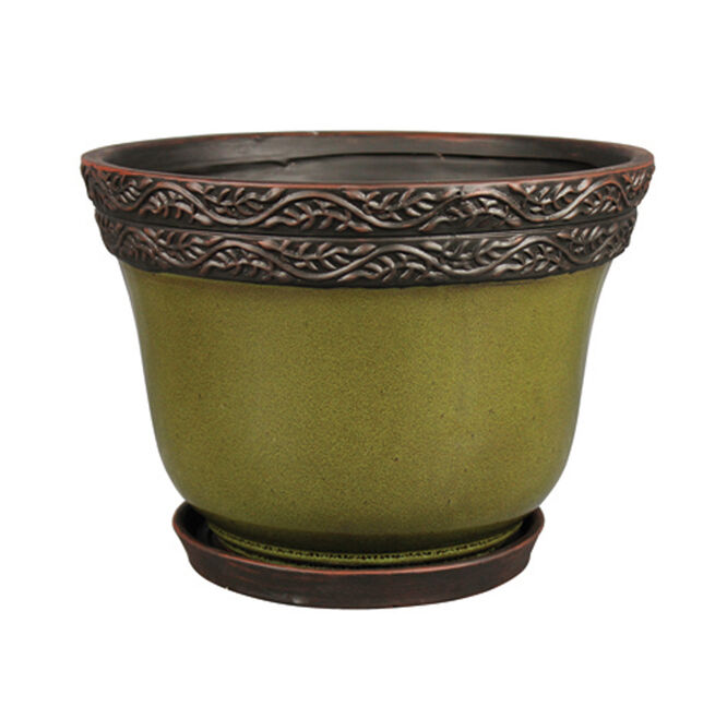 8" Reserva Ceramic Planter, Jade (2-pack)