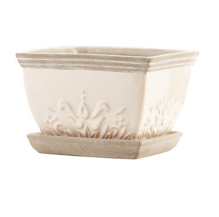 8" Brentwood Square Ceramic Planter, White (2-pack) image number 0