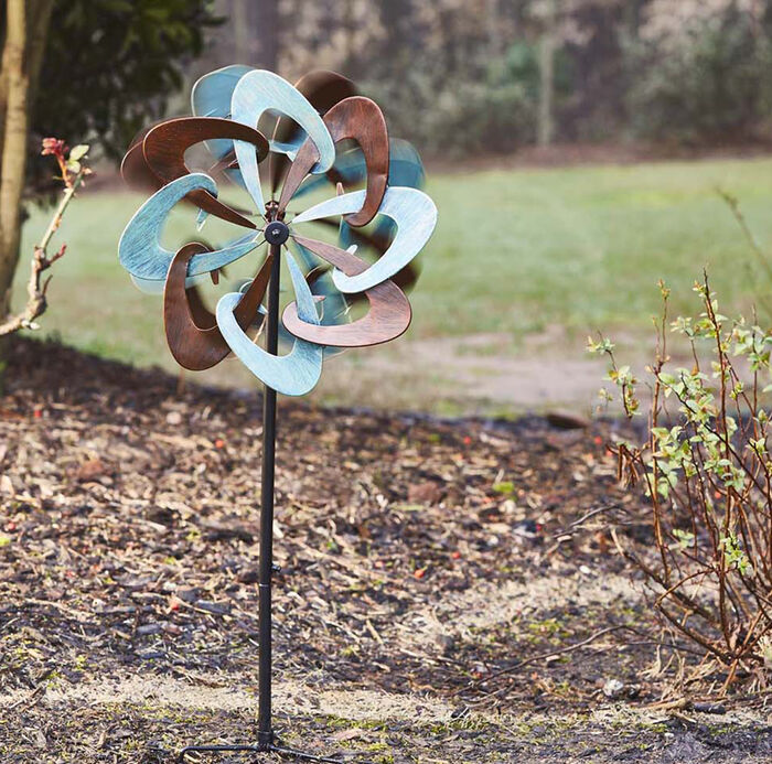36"H Pinwheel Wind Spinner in Rust Patina Finish image number 2