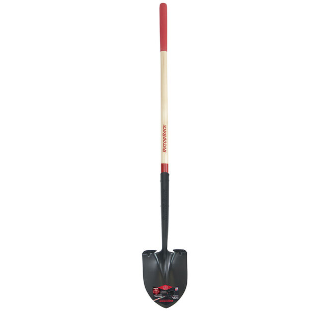 Round Point Shovel, SuperSocket and PowerStep , with Wood Handle and Cushion Grip