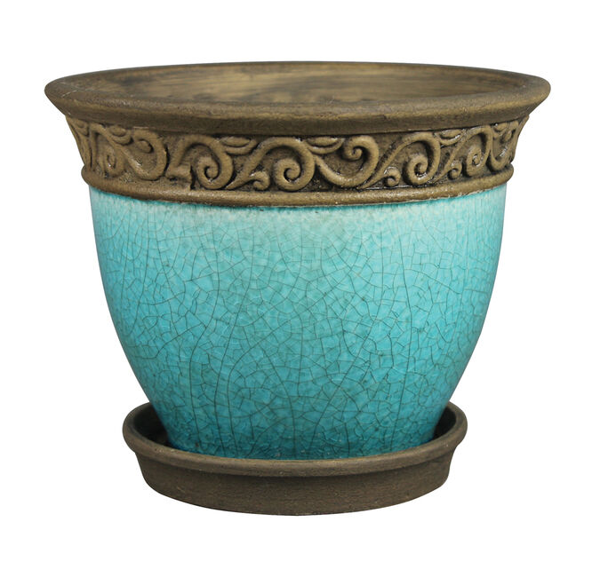 8" Cadiz Ceramic Planter, Teal (2-pack)