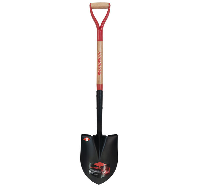 Round Point Shovel, Closed Back, with Wood Handle and Steel D-Grip