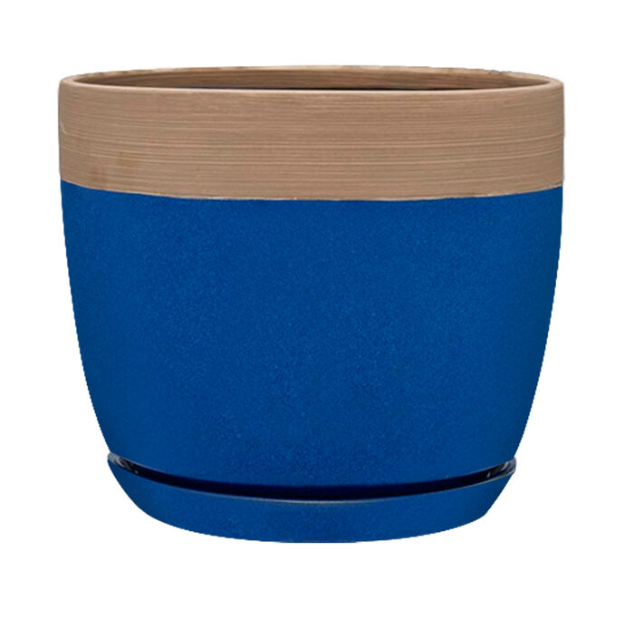 8" Ana Ceramic Planter, Navy Blue (2-pack) image number 0