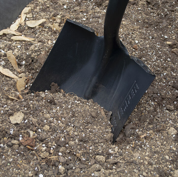 Forged Square Point Shovel with Comfort Step and Cushion End Grip on Fiberglass Handle image number 1