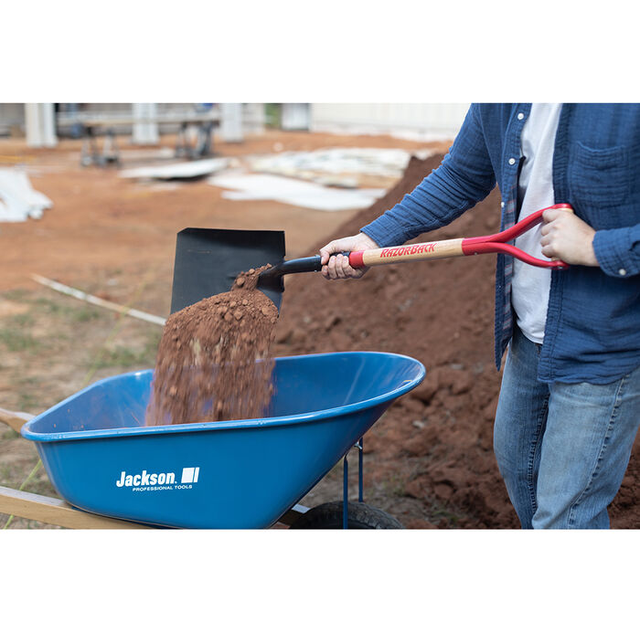 Square Point Shovel with Tab Socket and Forward Turned Step, Wood Handle and D-Grip image number 2