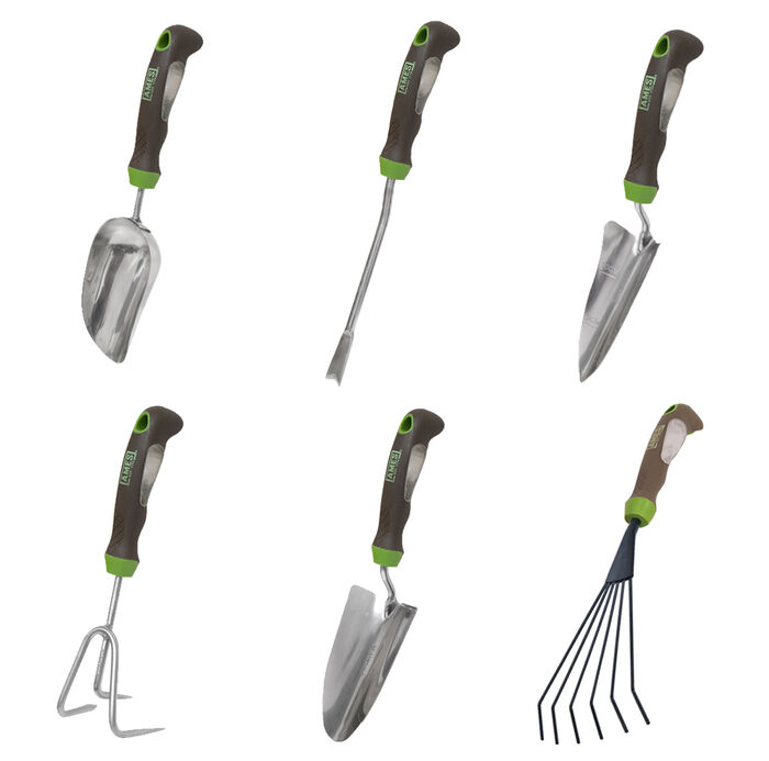 6-Piece Garden Hand Tool Set - Hand Trowel, Hand Weeder, Hand Rake, Hand Transplanter, Hand Scoop and Hand Cultivator image number 0
