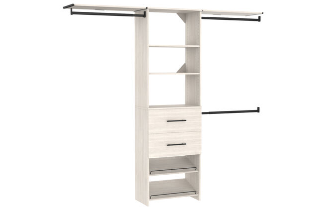 25 IN Tower with Top Shelves, Drawers and Shoe Shelves Kit