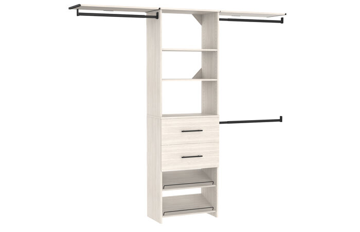 25 IN Tower with Top Shelves, Drawers and Shoe Shelves Kit image number 0