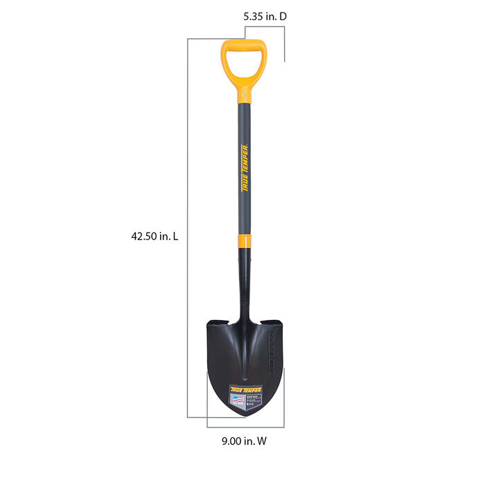 Forged Round Point Shovel with Comfort Step and D-Grip on Fiberglass Handle image number 1