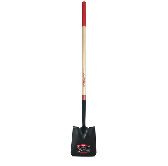 Square Point Shovel with Tab Socket and Forward Turned Step, Wood Handle and Cushion Grip image number 0