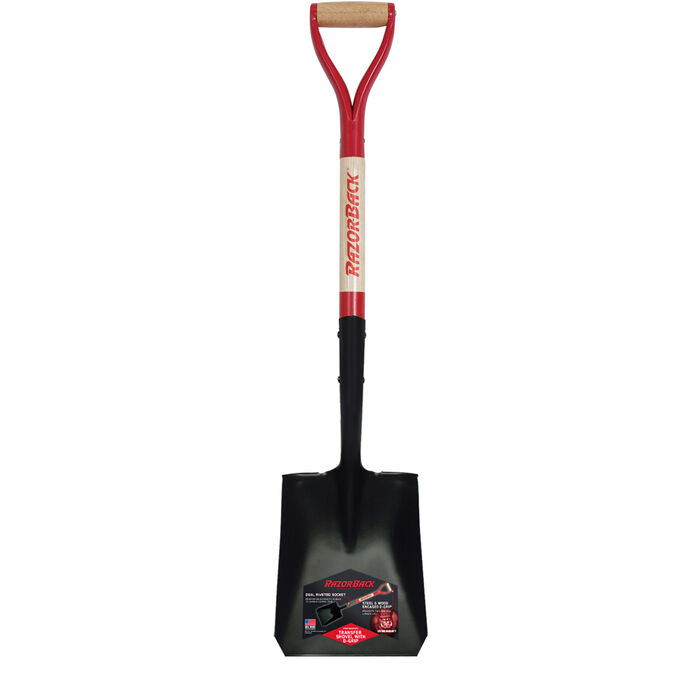 Square Point Shovel with Tab Socket and Forward Turned Step, Wood Handle and D-Grip image number 0