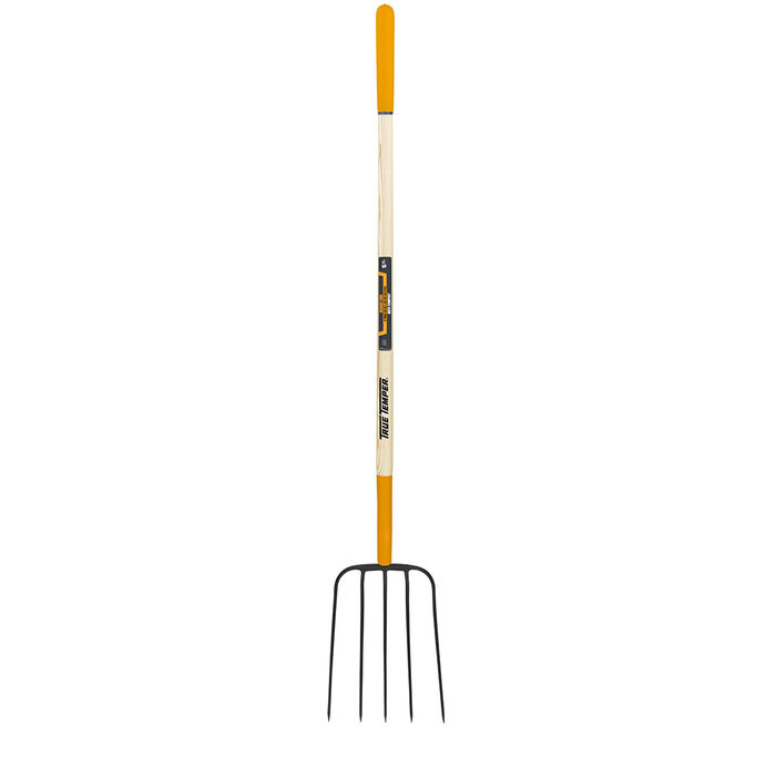 5-Tine Forged Manure Fork with Cushion End Grip on Hardwood Handle image number 0