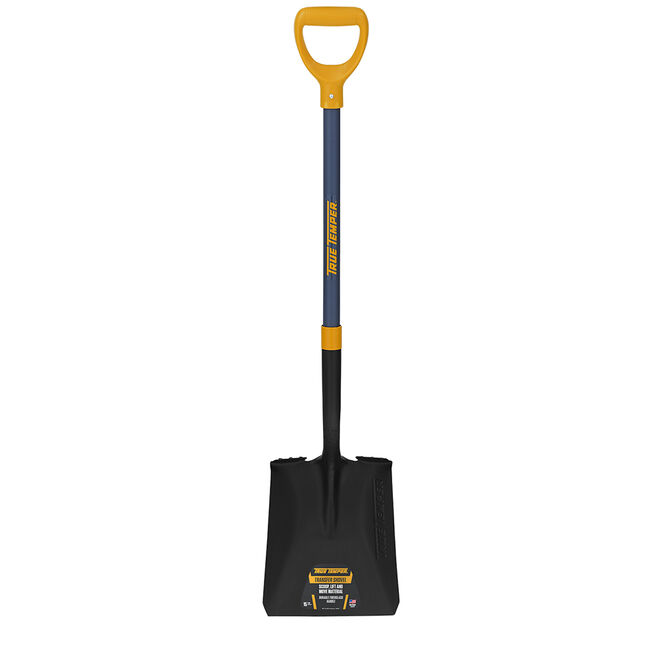 Forged Square Point Shovel with Comfort Step and D-Grip on Fiberglass Handle
