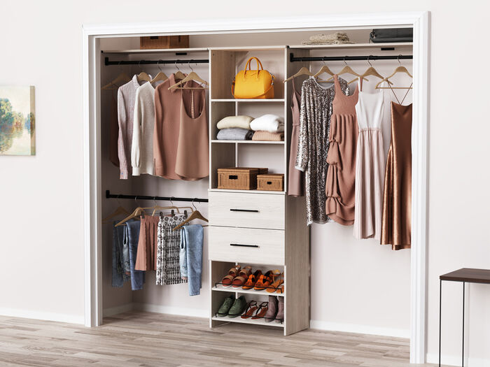 25 IN Tower with Top Shelves, Drawers and Shoe Shelves Kit image number 1