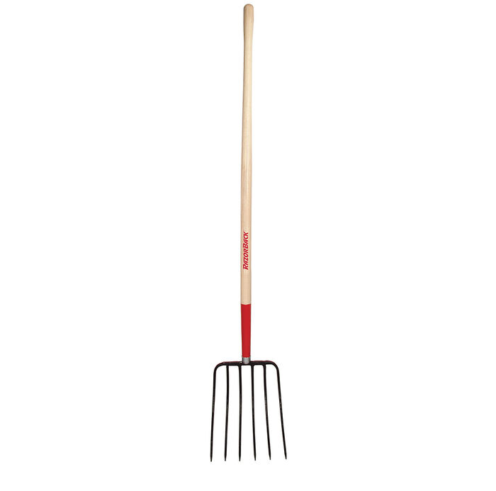 6 Tine Manure Fork, Forged, With Wood Handle image number 0