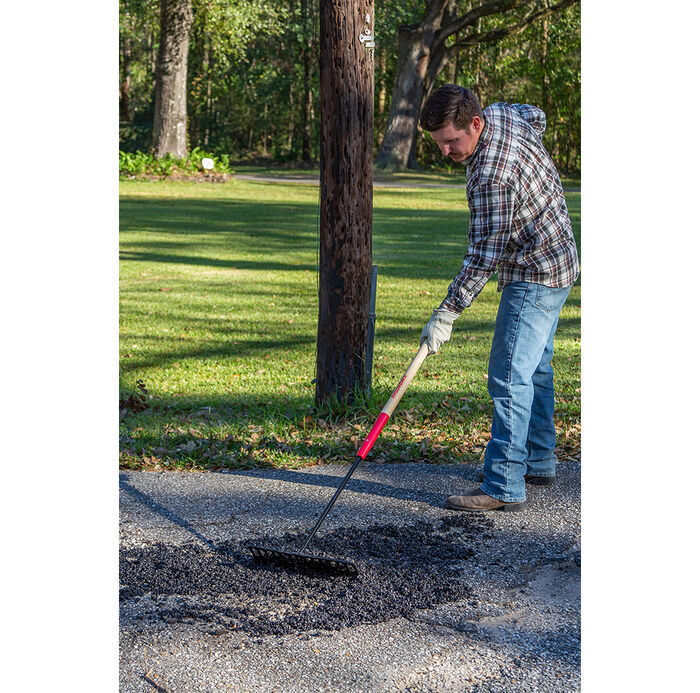 14 Tine Asphalt Rake, Forged, with Wood Handle image number 1