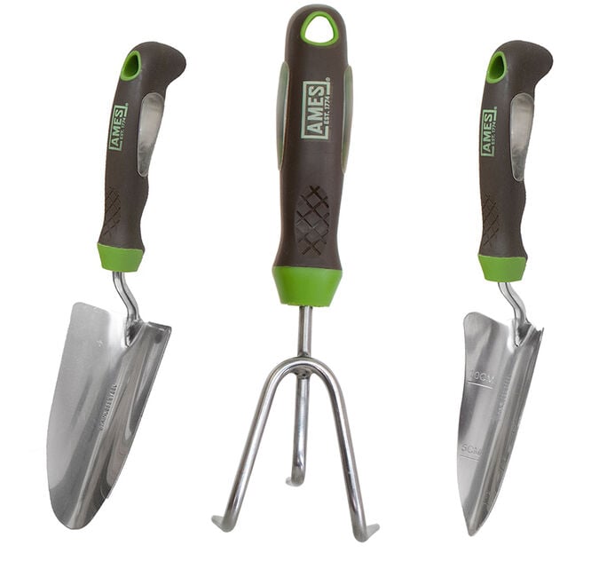 AMES 3-pc. Ergo Gel Grip Garden Tool Set with Hand Trowel, Transplanter and Cultivator